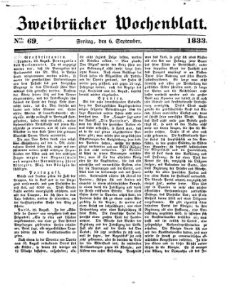 Zweibrücker Wochenblatt Freitag 6. September 1833