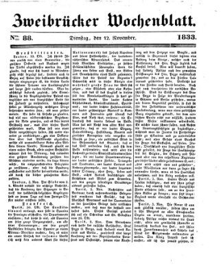 Zweibrücker Wochenblatt Donnerstag 14. November 1833