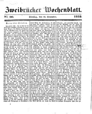 Zweibrücker Wochenblatt Dienstag 19. November 1833