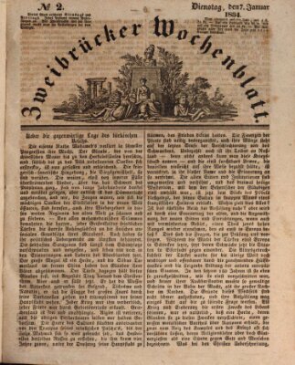 Zweibrücker Wochenblatt Dienstag 7. Januar 1834