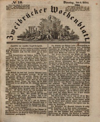 Zweibrücker Wochenblatt Dienstag 4. März 1834