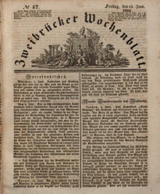 Zweibrücker Wochenblatt Freitag 13. Juni 1834