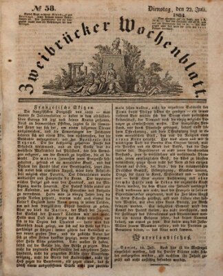 Zweibrücker Wochenblatt Dienstag 22. Juli 1834