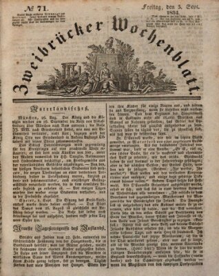 Zweibrücker Wochenblatt Freitag 5. September 1834