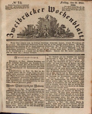 Zweibrücker Wochenblatt Freitag 19. September 1834