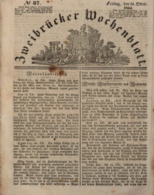 Zweibrücker Wochenblatt Freitag 31. Oktober 1834