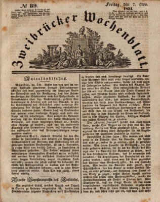 Zweibrücker Wochenblatt Freitag 7. November 1834