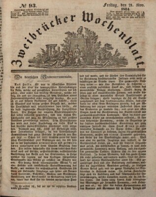 Zweibrücker Wochenblatt Freitag 21. November 1834