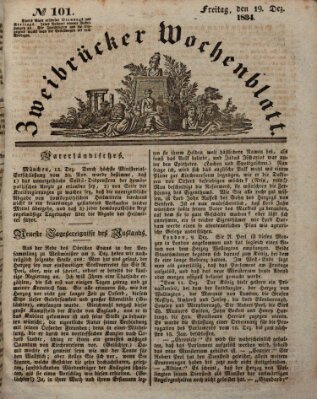 Zweibrücker Wochenblatt Freitag 19. Dezember 1834