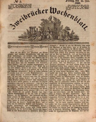 Zweibrücker Wochenblatt Freitag 16. Januar 1835