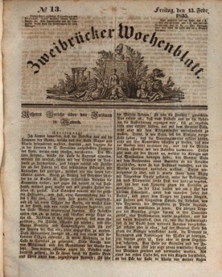 Zweibrücker Wochenblatt Freitag 13. Februar 1835