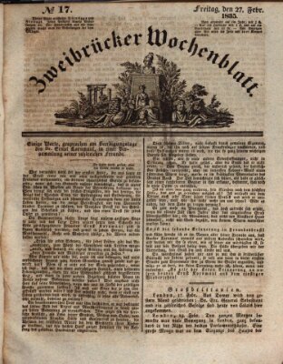 Zweibrücker Wochenblatt Freitag 27. Februar 1835