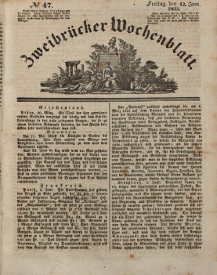 Zweibrücker Wochenblatt Freitag 12. Juni 1835