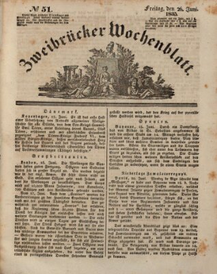 Zweibrücker Wochenblatt Freitag 26. Juni 1835