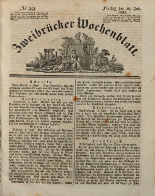 Zweibrücker Wochenblatt Freitag 10. Juli 1835