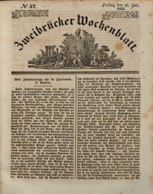 Zweibrücker Wochenblatt Freitag 17. Juli 1835