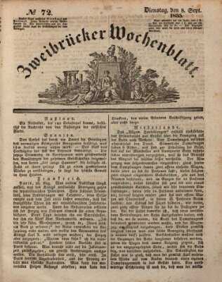 Zweibrücker Wochenblatt Dienstag 8. September 1835