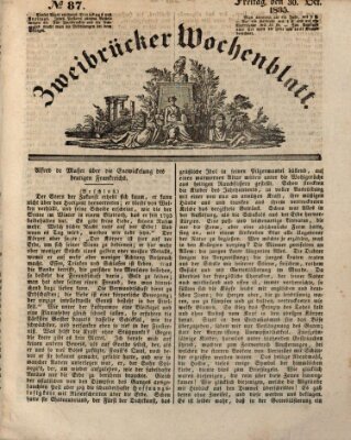 Zweibrücker Wochenblatt Freitag 30. Oktober 1835