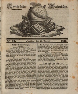 Zweibrücker Wochenblatt Freitag 26. August 1836