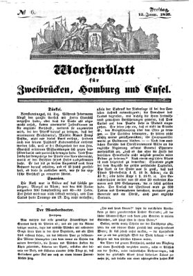 Wochenblatt für Zweibrücken, Homburg und Cusel (Zweibrücker Wochenblatt) Freitag 13. Januar 1837