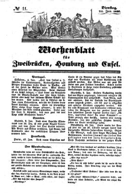 Wochenblatt für Zweibrücken, Homburg und Cusel (Zweibrücker Wochenblatt) Dienstag 24. Januar 1837