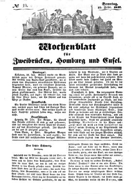 Wochenblatt für Zweibrücken, Homburg und Cusel (Zweibrücker Wochenblatt) Sonntag 12. Februar 1837