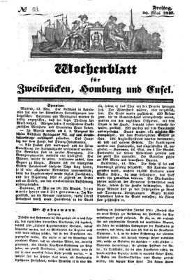 Wochenblatt für Zweibrücken, Homburg und Cusel (Zweibrücker Wochenblatt) Freitag 26. Mai 1837