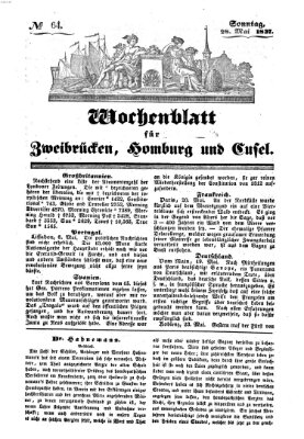 Wochenblatt für Zweibrücken, Homburg und Cusel (Zweibrücker Wochenblatt) Sonntag 28. Mai 1837