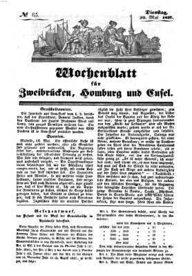 Wochenblatt für Zweibrücken, Homburg und Cusel (Zweibrücker Wochenblatt) Dienstag 30. Mai 1837