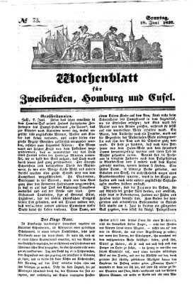 Wochenblatt für Zweibrücken, Homburg und Cusel (Zweibrücker Wochenblatt) Sonntag 18. Juni 1837