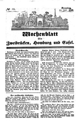 Wochenblatt für Zweibrücken, Homburg und Cusel (Zweibrücker Wochenblatt) Sonntag 23. Juli 1837