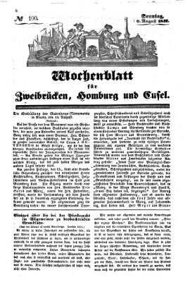 Wochenblatt für Zweibrücken, Homburg und Cusel (Zweibrücker Wochenblatt) Sonntag 20. August 1837