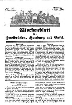 Wochenblatt für Zweibrücken, Homburg und Cusel (Zweibrücker Wochenblatt) Sonntag 3. September 1837