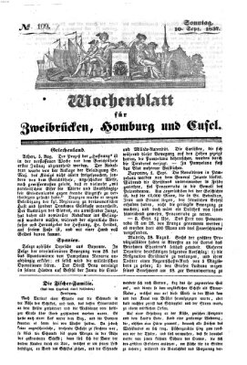 Wochenblatt für Zweibrücken, Homburg und Cusel (Zweibrücker Wochenblatt) Sonntag 10. September 1837