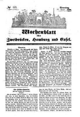 Wochenblatt für Zweibrücken, Homburg und Cusel (Zweibrücker Wochenblatt) Sonntag 17. September 1837