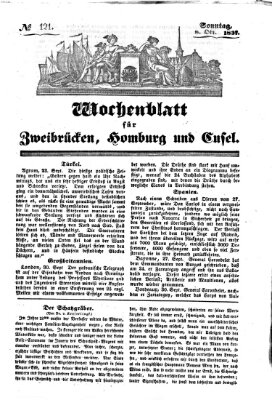 Wochenblatt für Zweibrücken, Homburg und Cusel (Zweibrücker Wochenblatt) Sonntag 8. Oktober 1837