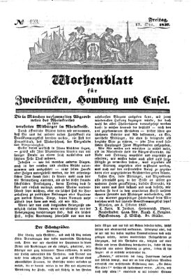 Wochenblatt für Zweibrücken, Homburg und Cusel (Zweibrücker Wochenblatt) Freitag 13. Oktober 1837