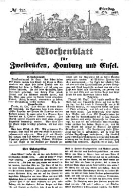 Wochenblatt für Zweibrücken, Homburg und Cusel (Zweibrücker Wochenblatt) Dienstag 17. Oktober 1837