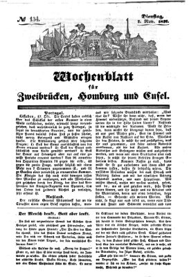 Wochenblatt für Zweibrücken, Homburg und Cusel (Zweibrücker Wochenblatt) Dienstag 7. November 1837