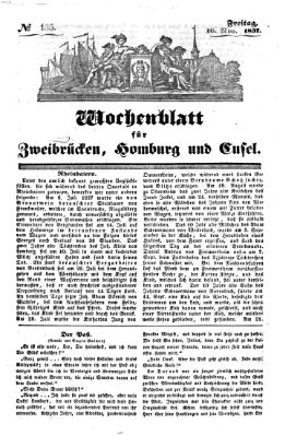 Wochenblatt für Zweibrücken, Homburg und Cusel (Zweibrücker Wochenblatt) Freitag 10. November 1837