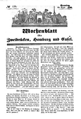 Wochenblatt für Zweibrücken, Homburg und Cusel (Zweibrücker Wochenblatt) Sonntag 19. November 1837