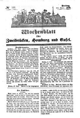 Wochenblatt für Zweibrücken, Homburg und Cusel (Zweibrücker Wochenblatt) Freitag 24. November 1837