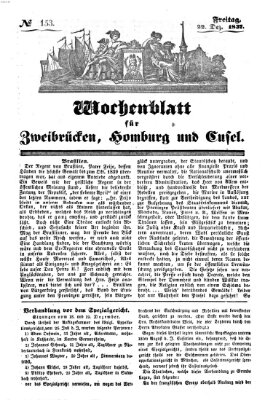 Wochenblatt für Zweibrücken, Homburg und Cusel (Zweibrücker Wochenblatt) Freitag 22. Dezember 1837