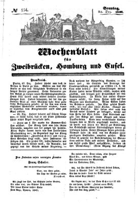 Wochenblatt für Zweibrücken, Homburg und Cusel (Zweibrücker Wochenblatt) Sonntag 24. Dezember 1837