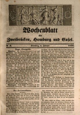 Wochenblatt für Zweibrücken, Homburg und Cusel (Zweibrücker Wochenblatt) Dienstag 9. Januar 1838