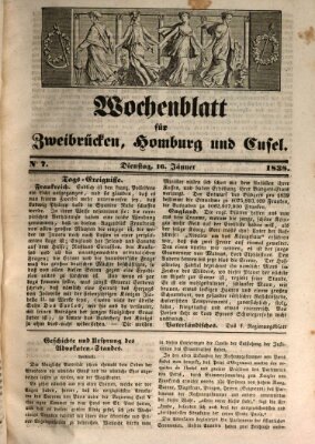 Wochenblatt für Zweibrücken, Homburg und Cusel (Zweibrücker Wochenblatt) Dienstag 16. Januar 1838