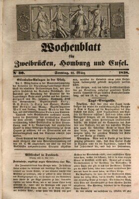 Wochenblatt für Zweibrücken, Homburg und Cusel (Zweibrücker Wochenblatt) Sonntag 11. März 1838