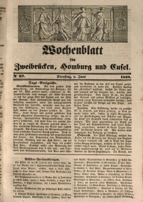 Wochenblatt für Zweibrücken, Homburg und Cusel (Zweibrücker Wochenblatt) Dienstag 5. Juni 1838