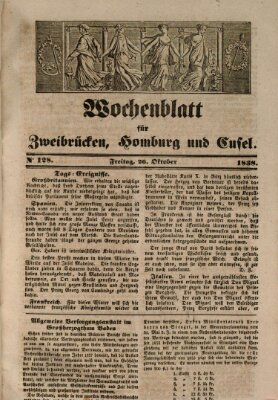 Wochenblatt für Zweibrücken, Homburg und Cusel (Zweibrücker Wochenblatt) Freitag 26. Oktober 1838