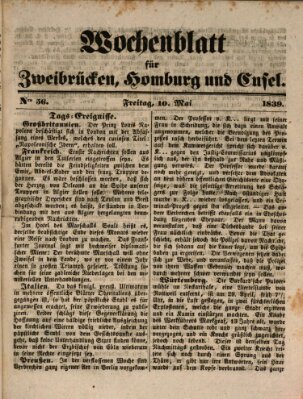 Wochenblatt für Zweibrücken, Homburg und Cusel (Zweibrücker Wochenblatt) Freitag 10. Mai 1839